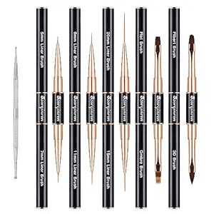 Qzqetet 5Pcs Double-Ended Nail Art Brushes Set